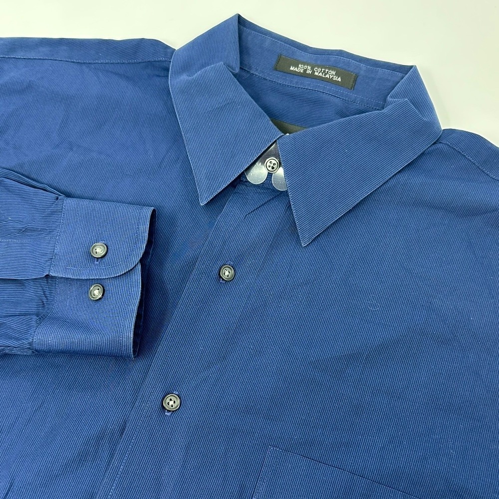 Baracuta Mens Long Sleeve Button Down Shirt Navy Blue Cotton Size M RN 77219 B8